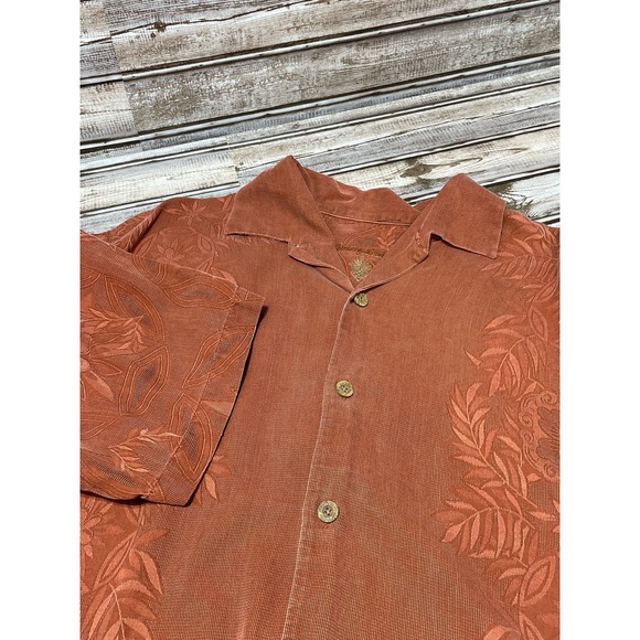 Tommy Bahama Shirt Sleeve Button Down Burgundy 100% Silk Size L - Picture 1 of 5